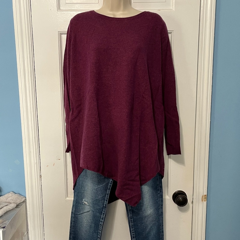 Joie S oversized Cashmere Wool Tunic Sweater Burgundy